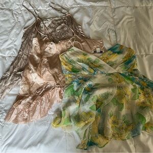 Lot of 3 Banana Republic 100% silk cami strap tops 0 XS